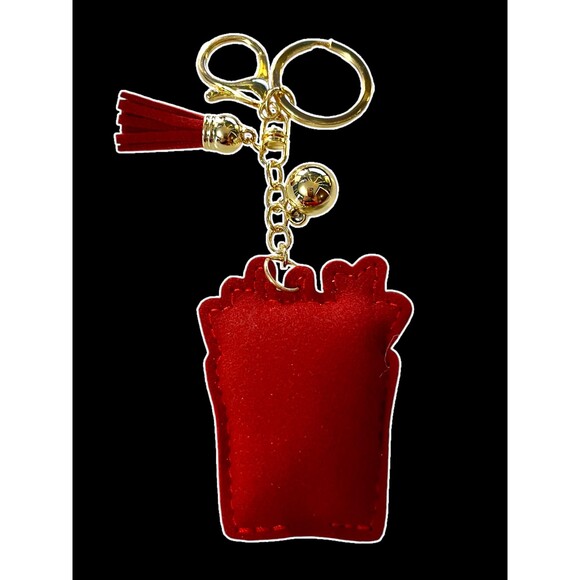 Chic French Fries Keychain, featuring sparkling rhinestones and a red tassel - Picture 4 of 5
